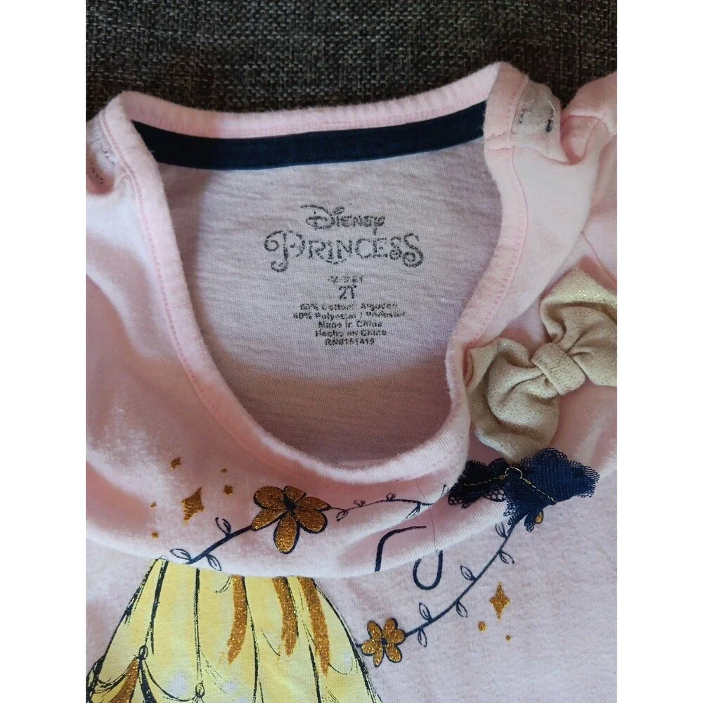 Dress 2T Girls Disney Princess Pink Ruffle Short Sleeve